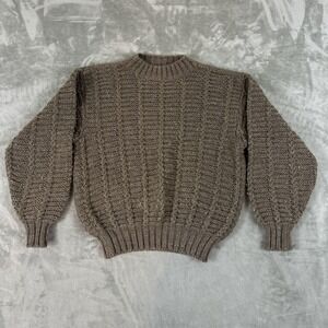 Salvatore Ferragamo Sweater Womens Small Brown Wool Alpaca Cable Knit Italy